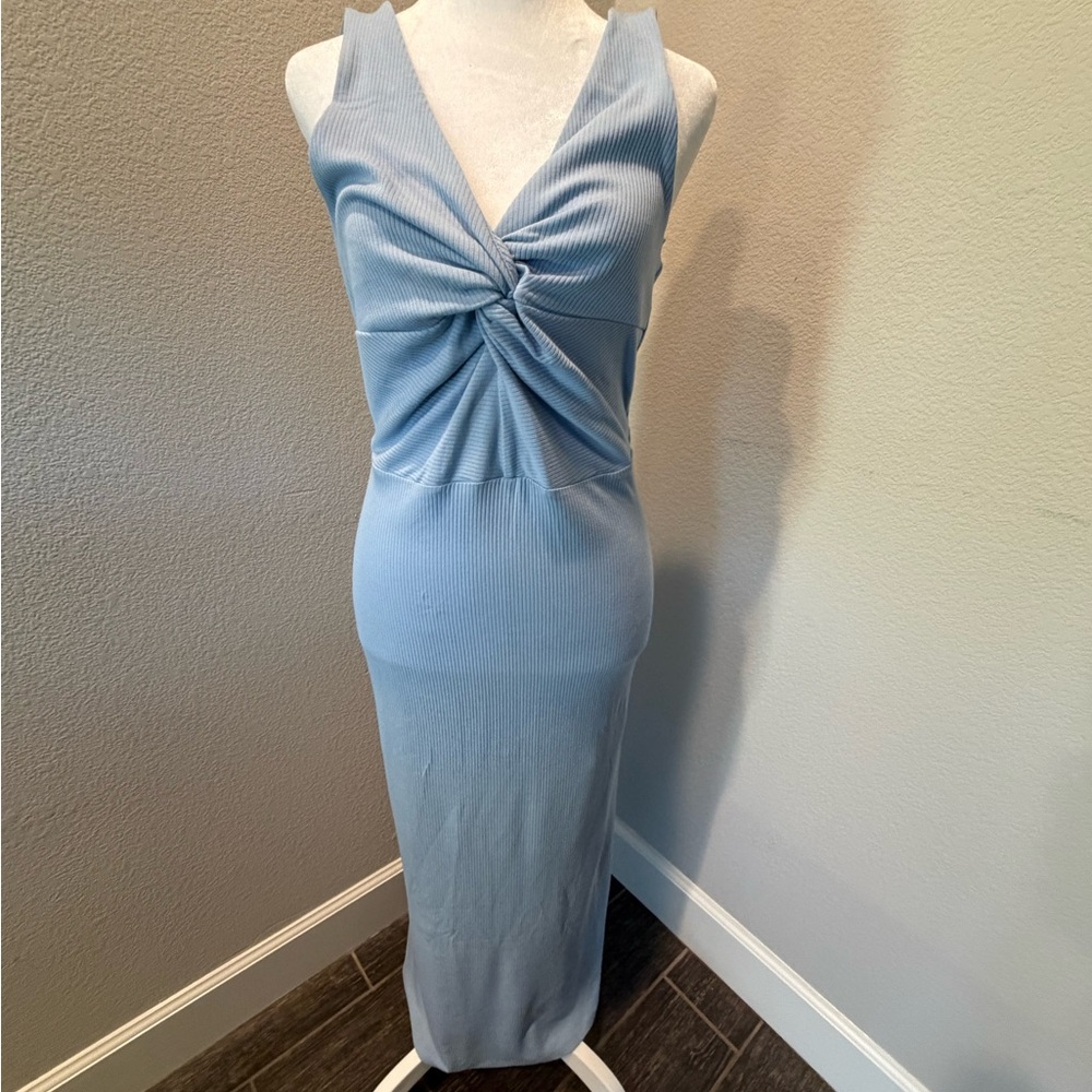 & Other Stories Pale Blue Twist-Front Maxi Dress
